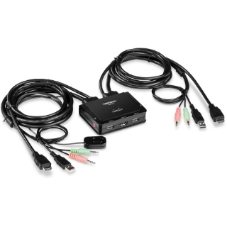 Picture of TRENDnet 2-Port 4K HDMI KVM Switch w/ Audio, TK-216i, 4K UHD (3840 x 2160@60Hz, 3.5mm speaker/microphone, USB Switch 2 Computers, USB 2.0, HDMI 2.0, HDMI 5.1 Audio Support, Monitor USB Sharing Switch