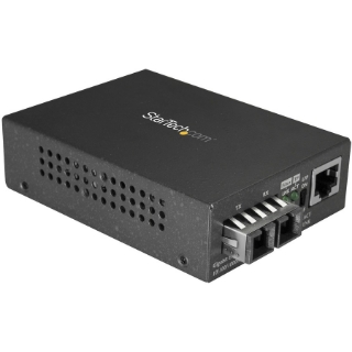 Picture of StarTech.com Single Mode SC Fiber Ethernet Media Converter - 1000BASE-LX Gigabit Fiber Optic to Copper Bridge - 10/100/1000 Network 10km