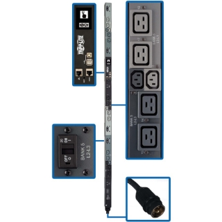 Picture of Tripp Lite PDU 3-Phase Monitored 6 C13 12 C19 208V 50A 14.4kW 0URM TAA