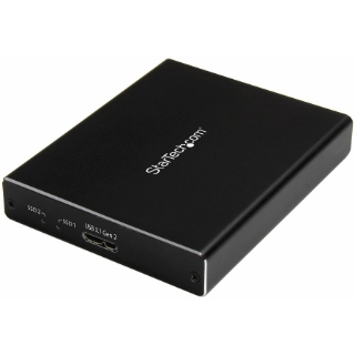 Picture of StarTech.com Dual mSATA Enclosure - RAID - mSATA SSD Enclosure - USB 3.1 (10Gbps) - USB-C & USB-A External Enclosure - Aluminum