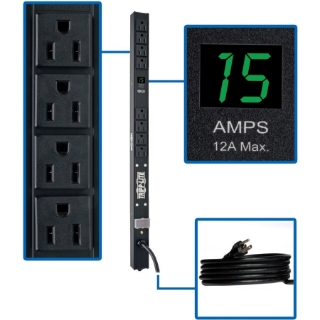 Picture of Tripp Lite PDU Metered 120V 15A 5-15R 8 Outlet 5-15P 24" Height 0URM