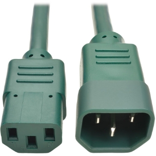 Picture of Tripp Lite 3ft Computer Power Extension Cord 10A 18 AWG C14 to C13 Green 3'