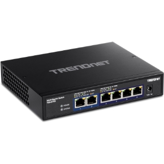 Picture of TRENDnet 6-Port 10G Switch, 4 x 2.5G RJ-45 Base-T Ports, 2 x 10G RJ-45 Ports, 60Gbps Switching Capacity, Wall Mountable, 10 Gigabit Network Connections, Lifetime Protection, Black, TEG-S762