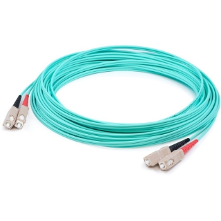 Picture of AddOn 67m SC (Male) to SC (Male) Straight Aqua OM4 Duplex LSZH Fiber Patch Cable