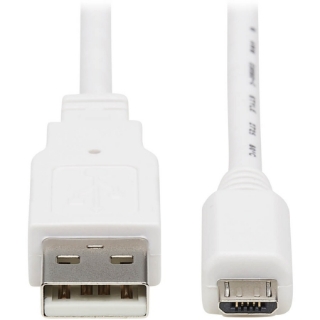 Picture of Tripp Lite Safe-IT USB-A to USB Micro-B Antibacterial Cable (M/M), USB 2.0, White, 3 ft.