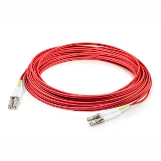 Picture of AddOn 15m LC (Male) to LC (Male) Red OM3 Duplex Plenum-Rated Fiber Patch Cable