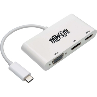 Picture of Tripp Lite USB C to HDMI DisplayPort VGA Multiport Adapter 4K USB Type C White