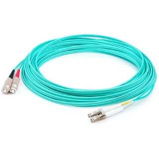 Picture of AddOn 86m LC (Male) to SC (Male) Straight Aqua OM4 Duplex Plenum Fiber Patch Cable