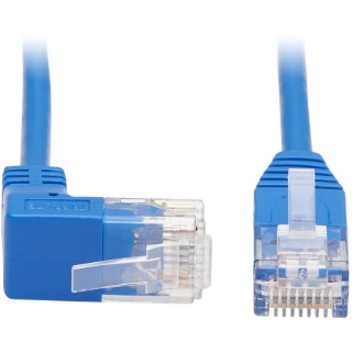 Picture of Tripp Lite Cat6 Ethernet Cable Up Angled UTP Slim Molded M/M RJ45 Blue 2ft