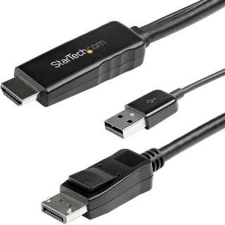 Picture of StarTech.com 2m (6ft) HDMI to DisplayPort Cable 4K 30Hz - Active HDMI 1.4 to DP 1.2 Adapter Cable with Audio - USB Powered Video Converter