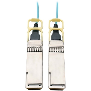 Picture of Tripp Lite QSFP28 to QSFP28 Active Optical Cable - 100GbE, AOC, M/M, Aqua, 2 m (6.6 ft.)
