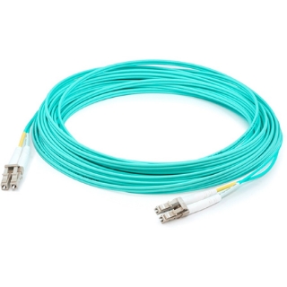 Picture of AddOn 90m LC (Male) to LC (Male) Straight Aqua OM4 Duplex LSZH Fiber Patch Cable