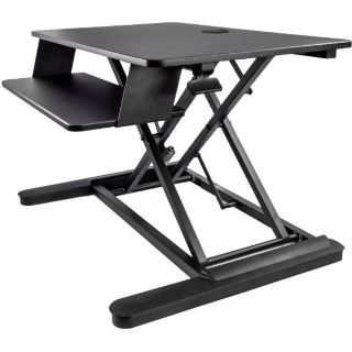 Picture of StarTech.com Corner Sit Stand Desk Converter with Keyboard Tray, Large Surface 35"x21" , Height Adjustable Ergonomic Tabletop Standing Desk