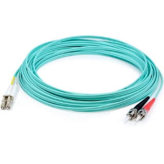 Picture of AddOn 5m LC (Male) to ST (Male) Aqua OM3 Duplex Fiber OFNR (Riser-Rated) Patch Cable