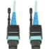 Picture of Tripp Lite MTP MPO Patch Cable Push Pull Tab 100GbE Aqua OM3 Plenum 3M 10ft 10' '3 Meter