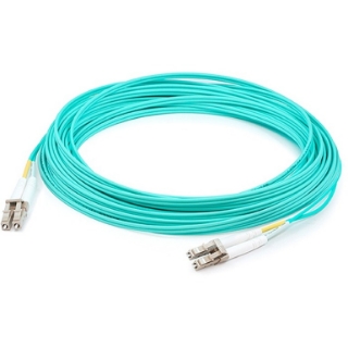 Picture of AddOn 50m LC (Male) to LC (Male) Aqua OM4 Duplex Plenum-Rated Fiber Patch Cable