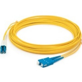 Picture of AddOn 60ft SC (Male) to LC (Male) Yellow OS2 Duplex Fiber OFNR (Riser-Rated) Patch Cable