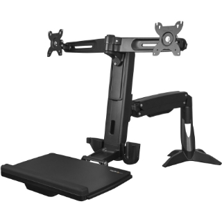 Picture of StarTech.com Sit Stand Dual Monitor Arm - Desk Mount Standing Computer Workstation 24" Displays - Adjustable Stand Up Arm w/ Keyboard Tray