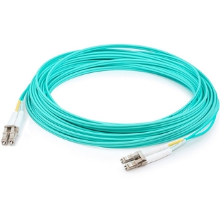 Picture of AddOn 8m LC (Male) to LC (Male) Aqua OM4 Duplex Fiber OFNR (Riser-Rated) Patch Cable