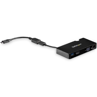 Picture of StarTech.com USB 3.0 Multiport Adapter + USB-C to USB-A Cable - Mac & Windows - For USB-A or USB-C laptops - HDMI & VGA - 1x USB-A Port - GbE