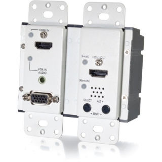 Picture of C2G 4K HDMI and VGA + Stereo Audio HDBaseT over Cat Extender Wall Plate Transmitter - White TAA