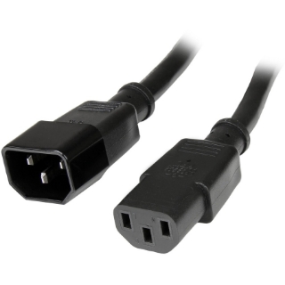 Picture of StarTech.com 2ft (0.6m) Power Extension Cord, C14 to C13, 10A 125V, 18AWG, Computer Power Cord Extension, Power Supply Extension Cable