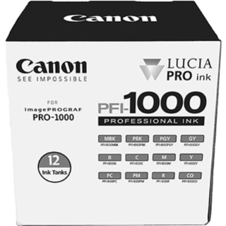 Picture of Canon LUCIA PRO PFI-1000 Original Ink Cartridge - Cyan, Magenta, Yellow, Photo Cyan, Photo Magenta, Red, Blue, Matte Black, Photo Black, Gray, Photo Gray, ...