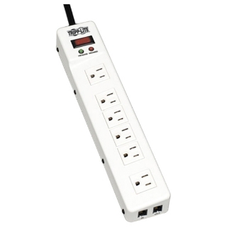 Picture of Tripp Lite Surge Protector Power Strip 120V RJ11 RT Angle 6 Outlet Metal 15' Crd