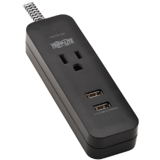 Picture of Tripp Lite Surge Protector Power Strip 1-Outlet with 2 USB Ports 2.1A 4ft Cord