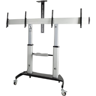 Picture of StarTech.com Dual TV Cart, 60in VESA TVs up to 50kg/110lb each, Height Adjustable Mobile Display Mount/Cart, Rolling TV Cart on Wheels