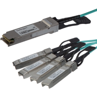 Picture of StarTech.com AOC Breakout Cable for Cisco QSFP-4X10G-AOC5M - 5m 40G 1x QSFP+ to 4x SFP+ AOC Cable 40GbE QSFP+ Active Optical Fiber 16.4ft