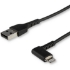 Picture of StarTech.com 1m USB A to Lightning Cable iPhone iPad Durable Right Angled 90 Degree Black Charger Cord w/Aramid Fiber Apple MFI Certified