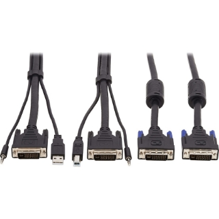Picture of Tripp Lite Dual DVI KVM Cable Kit 3 in 1 DVI USB 3.5mm Audio 3xM/3xM 10ft