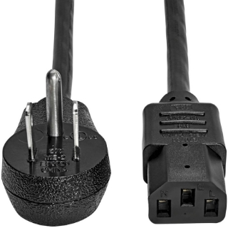 Picture of Tripp Lite Computer Power Cord Right-Angle 5-15P to C13 15A 125V 14AWG 2ft