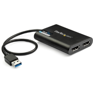 Picture of StarTech.com USB to Dual Monitor DisplayPort Adapter - 4K 60Hz - USB 3.0 5Gbps - DisplayLink Cert. - Limited stock, similar item USBA2DPGB