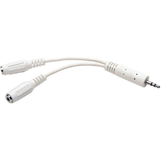 Picture of Tripp Lite 6in Mini Stereo Cable Adapter Y Splitter 3.5mm M to 2xF White 6"