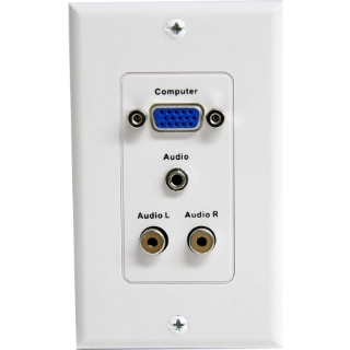 Picture of StarTech.com 15-Pin Female VGA Wall Plate with 3.5mm and RCA - White