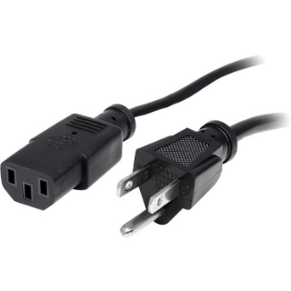 Picture of StarTech.com 20ft (6m) Computer Power Cord, NEMA 5-15P to C13, 10A 125V, 18AWG, Black Replacement AC PC Power Cord, TV/Monitor Power Cable