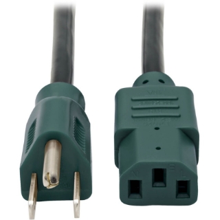 Picture of Tripp Lite 4ft Computer Power Cord Cable 5-15P to C13 Green 10A 18AWG 4'