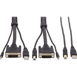 Picture of Tripp Lite DVI KVM Cable Kit DVI USB 3.5mm Audio 3xM/3xM+USB M/M Black 10ft