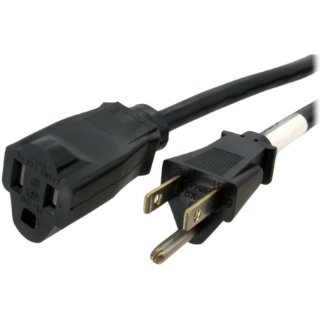 Picture of StarTech.com 6ft (1.8m) Heavy Duty Extension Cord, NEMA5-15R to NEMA5-15P Black Extension Cord, 15A 125V, 14AWG, Heavy Gauge Power Cable