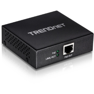 Picture of TRENDnet Gigabit PoE+ Repeater/Amplifier, 1 x Gigabit PoE+ In Port, 1 x Gigabit PoE Out Port, Extends 100m For Total Distance Up To 200m (656 ft), Supports PoE(15.4W) & PoE+(30W), Black, TPE-E100