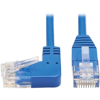 Picture of Tripp Lite Cat6 Ethernet Cable Left Angled UTP Slim Molded M/M Blue 2ft