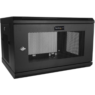 Picture of StarTech.com 2 Post 6U 19" Wall Mount Network Cabinet 15" Deep - Locking Vented IT Data Equipment/Switch Rack Enclosure w/Shelf/Hook&Loop