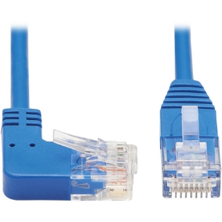 Picture of Tripp Lite Cat6 Ethernet Cable Right Angled UTP Slim Molded M/M Blue 7ft