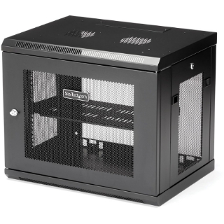 Picture of StarTech.com 2 Post 9U 19" Wall Mount Network Cabinet Adjustable 6-15"- Locking Vented IT Equipment/Switch Rack Enclosure /Shelf/Hook&Loop