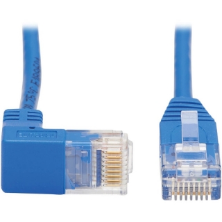Picture of Tripp Lite Cat6 Ethernet Cable Down Right Angled Slim Molded M/M Blue 3ft