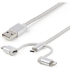 Picture of StarTech.com 1m USB Multi Charging Cable - Braided - Apple MFi Certified - USB 2.0 - Charge 1x device at a time - For USB-C or Lightning devices attach the corresponding connector of the cable to the Micro-USB connector and plug into your device - For Micro-USB devices plug the middle connector into your device