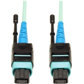 Picture of Tripp Lite 5M MTP / MPO Patch Cable 24 Fiber 100GbE Aqua OM3 Plenum 16ft 16' 5 Meter