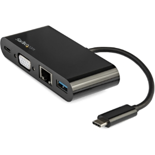 Picture of StarTech.com USB C Multiport Adapter - Mini USB-C Dock w/ VGA Video - 60W Power Delivery Passthrough - USB Type-A 5Gbps - Gigabit Ethernet